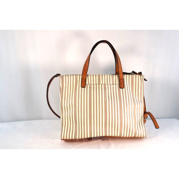 Tahari Brown & Tan‎ Striped Tote Bag with Dual Handles & Adjustable - Picture 4 of 9
